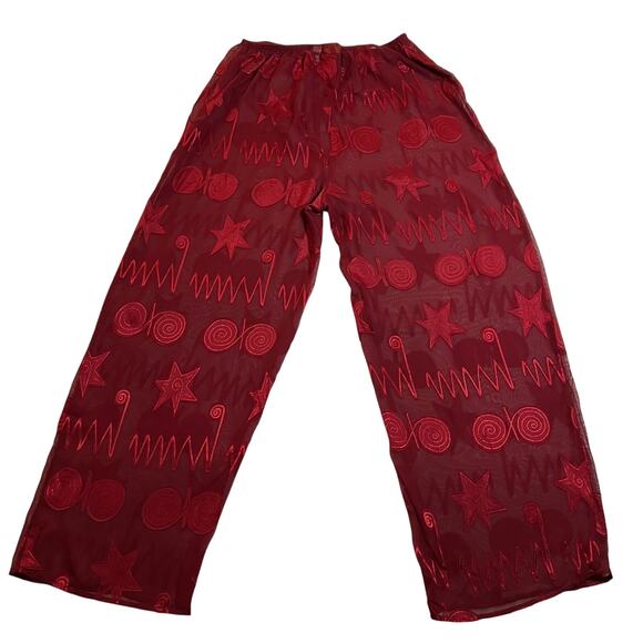 VTG Victoria's Secret Gold Label Sheer Pajamas Size Small Lounge Set Geometric - Picture 8 of 10